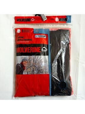 Wolverine Men's Classic Waffle Thermal Long Sleeve Crew Neck Shirt Black Boot M
